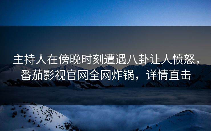 主持人在傍晚时刻遭遇八卦让人愤怒，番茄影视官网全网炸锅，详情直击