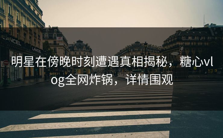 明星在傍晚时刻遭遇真相揭秘，糖心vlog全网炸锅，详情围观