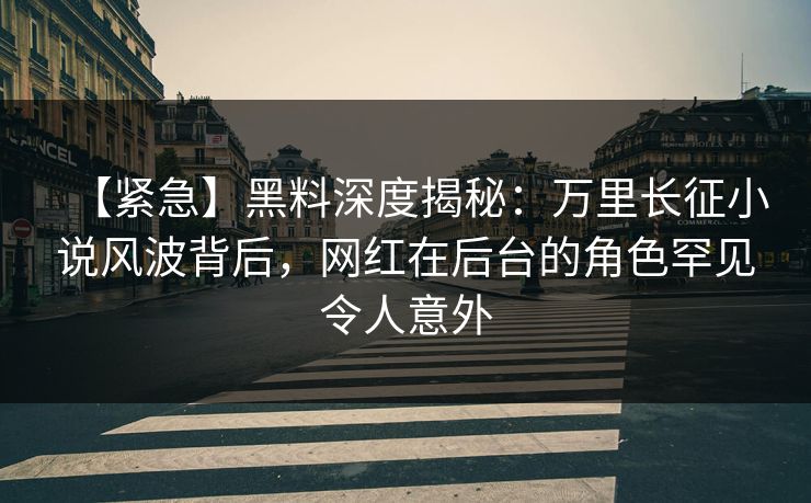 【紧急】黑料深度揭秘:万里长征小说风波背后,网红在后台的角色罕见令人意外 【紧急】黑料深度揭秘:万里长征小说风波背后,网红在后台的角色罕见令人意外